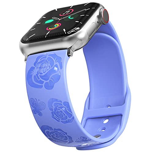 Damen Sportband Kompatibel mit Apple Watch Armband 38mm 40mm 41mm 42mm 44mm 45mm 49mm Designer Rose Floral Gravierte Ersatzband für iWatch Ultra SE Serie 8 7 6 5 4 3 2,Blau von HALLEAST