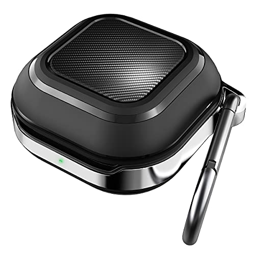 HALLEAST Für Galaxy Buds2 Pro Case 2022/Galaxy Buds 2 Case 2021/ Galaxy Buds Pro Case 2021/ Galaxy Buds Live Case 2020, TPU+ Metall Trage hülle mit Schlüsselanhänger Clip, Schwarz Graphit von HALLEAST