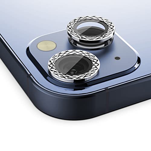 HALLEAST Kompatibel mit für iPhone 13/13 Mini Kamera Objektivschutz, 9H gehärtetes Glas Filmabdeckung Metall Einzelring für iPhone 13 (6.1") / 13 Mini (5.4") 2021, Silber von HALLEAST