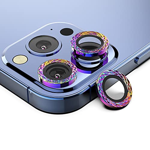 HALLEAST Kompatibel mit für iPhone 13 Pro / 13 Pro Max Kamera-Objektivschutz, 9H gehärtetes Glas Filmabdeckung Metall Individueller Ring für iPhone 13 Pro (6.1") / 13 Pro Max (6.7") 2021, Bunt von HALLEAST