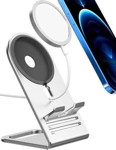 HALLEAST Ständer ist kompatibel mit Apple Magsafe, aktualisierter Metall Magsafe Ständer in 2023, voll kompatibel mit iPhone 15/14/13/12 Serie, [nur EIN Magsafe Ständer, ohne Ladegerät],Silber von HALLEAST