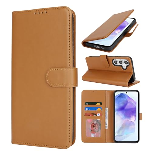 HALLKER Handyhülle für Samsung Galaxy A55 Hülle, PU Lederhülle mit Kartenfach Schutzhülle Klappbar Flip Case Klapphülle für Samsung Galaxy A55 - braun HALLKER Handyhülle für Samsung Galaxy A55 Hülle, PU Lederhülle mit Kartenfach Schutzhülle Klappbar Flip Case Klapphülle für Samsung Galaxy A55 - braun von HALLKER