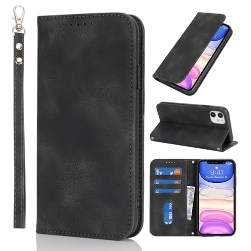HALLKER Handyhülle für iPhone 11 Hülle Klappbar, PU Leder Klapphülle Schutzhülle Kartenfach Magnetverschluss Lederhülle für iPhone 11 - Vintage schwarz HALLKER Handyhülle für iPhone 11 Hülle Klappbar, PU Leder Klapphülle Schutzhülle Kartenfach Magnetverschluss Lederhülle für iPhone 11 - Vintage schwarz von HALLKER