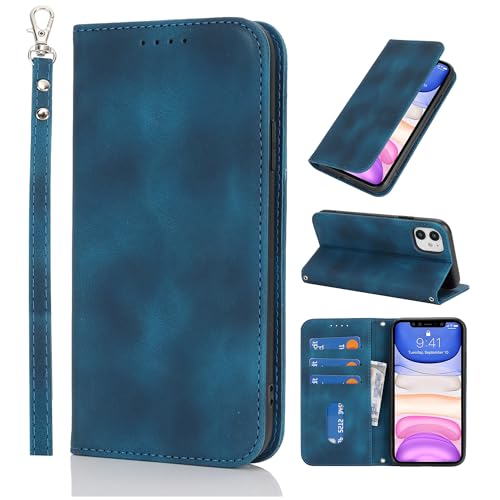 HALLKER Handyhülle für iPhone 11 Hülle Klappbar, PU Leder Klapphülle Schutzhülle Kartenfach Magnetverschluss Lederhülle für iPhone 11 - blau HALLKER Handyhülle für iPhone 11 Hülle Klappbar, PU Leder Klapphülle Schutzhülle Kartenfach Magnetverschluss Lederhülle für iPhone 11 - blau von HALLKER