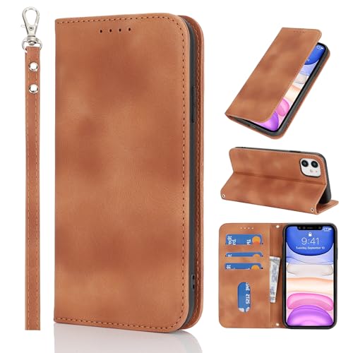 HALLKER Handyhülle für iPhone 11 Hülle Klappbar, PU Leder Klapphülle Schutzhülle Kartenfach Magnetverschluss Lederhülle für iPhone 11 - braun HALLKER Handyhülle für iPhone 11 Hülle Klappbar, PU Leder Klapphülle Schutzhülle Kartenfach Magnetverschluss Lederhülle für iPhone 11 - braun von HALLKER