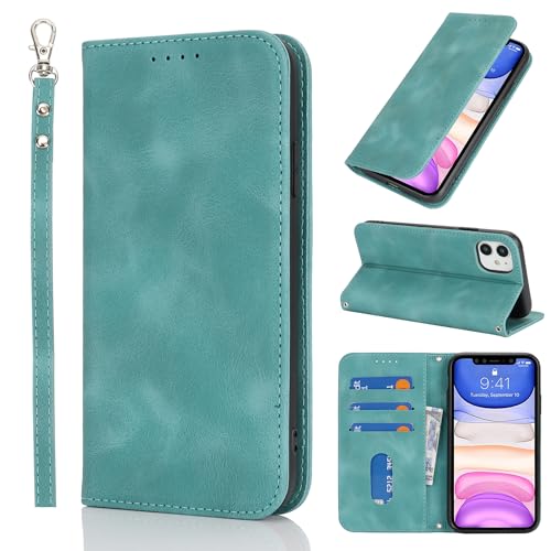 HALLKER Handyhülle für iPhone 11 Hülle Klappbar, PU Leder Klapphülle Schutzhülle Kartenfach Magnetverschluss Lederhülle für iPhone 11 - hellgrün HALLKER Handyhülle für iPhone 11 Hülle Klappbar, PU Leder Klapphülle Schutzhülle Kartenfach Magnetverschluss Lederhülle für iPhone 11 - hellgrün von HALLKER