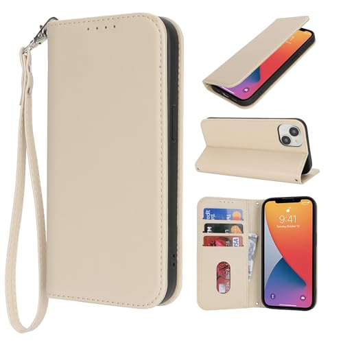 HALLKER Handyhülle für iPhone 13 Hülle und iPhone 14 Hülle, Klapphülle PU Leder Schutzhülle Klappbar Kartenfach Magnetverschluss Lederhülle für iPhone 13/14 - beige HALLKER Handyhülle für iPhone 13 Hülle und iPhone 14 Hülle, Klapphülle PU Leder Schutzhülle Klappbar Kartenfach Magnetverschluss Lederhülle für iPhone 13/14 - beige von HALLKER