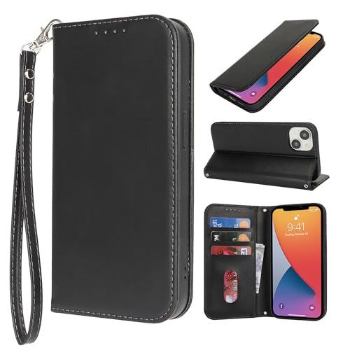 HALLKER Handyhülle für iPhone 13 Hülle und iPhone 14 Hülle, Klapphülle PU Leder Schutzhülle Klappbar Kartenfach Magnetverschluss Lederhülle für iPhone 13/14 - schwarz HALLKER Handyhülle für iPhone 13 Hülle und iPhone 14 Hülle, Klapphülle PU Leder Schutzhülle Klappbar Kartenfach Magnetverschluss Lederhülle für iPhone 13/14 - schwarz von HALLKER