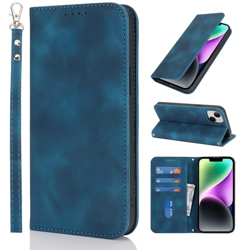HALLKER Handyhülle für iPhone 13 Hülle und iPhone 14 Hülle, PU Leder Klapphülle Schutzhülle Kartenfach Magnetverschluss Klappbar Lederhülle für iPhone 13/14 - blau HALLKER Handyhülle für iPhone 13 Hülle und iPhone 14 Hülle, PU Leder Klapphülle Schutzhülle Kartenfach Magnetverschluss Klappbar Lederhülle für iPhone 13/14 - blau von HALLKER