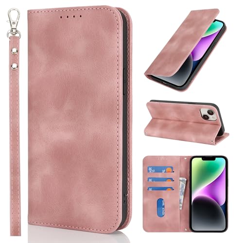 HALLKER Handyhülle für iPhone 13 Hülle und iPhone 14 Hülle, PU Leder Klapphülle Schutzhülle Kartenfach Magnetverschluss Klappbar Lederhülle für iPhone 13/14 - rosa HALLKER Handyhülle für iPhone 13 Hülle und iPhone 14 Hülle, PU Leder Klapphülle Schutzhülle Kartenfach Magnetverschluss Klappbar Lederhülle für iPhone 13/14 - rosa von HALLKER