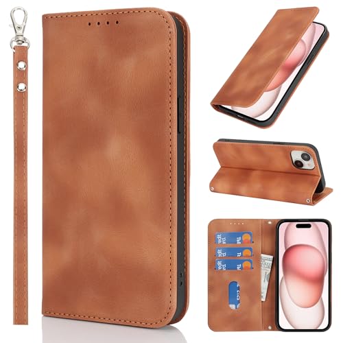HALLKER Handyhülle für iPhone 15 Hülle Klappbar, PU Leder Klapphülle Schutzhülle Kartenfach Magnetverschluss Lederhülle für iPhone 15 - braun HALLKER Handyhülle für iPhone 15 Hülle Klappbar, PU Leder Klapphülle Schutzhülle Kartenfach Magnetverschluss Lederhülle für iPhone 15 - braun von HALLKER