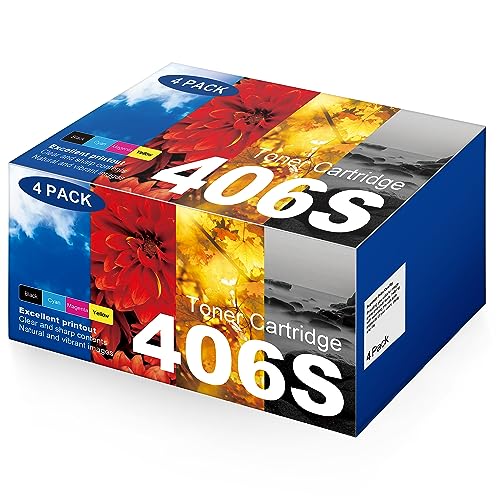 CLT-P406C P406C 406S Toner Kompatibel für Samsung P406C Toner CLT-406S für Samsung CLX 3305 Toner C460W C410W CLP-365 C460FW CLX-3300 CLP-360 (1 Schwarz, 1 Cyan, 1 Magenta, 1 Gelb, 4er-Pack) von HALLOLUX
