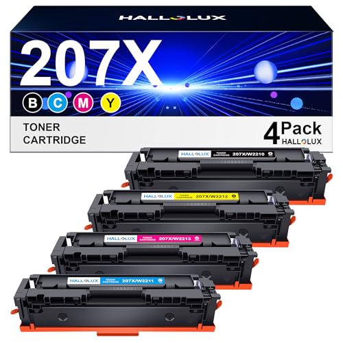 HALLOLUX 207X 207A Toner Set Kompatibel für HP Color Laserjet Pro MFP M283fdw Toner, 207X Multipack für M255dw M282nw M283fdn M255nw W2210X W2211X W2212X W2213X (Schwarz Cyan Gelb Magenta) von HALLOLUX