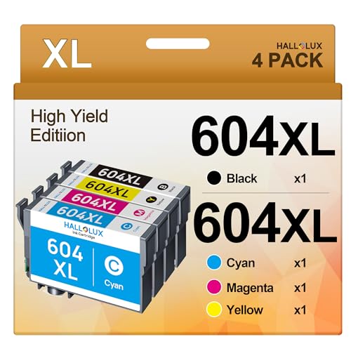 HALLOLUX 604 Patronen Kompatibel für Epson 604XL 604 XL Multipack für Epson XP 2205 für Epson XP 3200 XP 4200 XP 3205 XP 4205 Workforce WF 2930 WF 2935 WF 2910 (Schwarz Cyan Gelb Magenta, 4er-Pack) von HALLOLUX