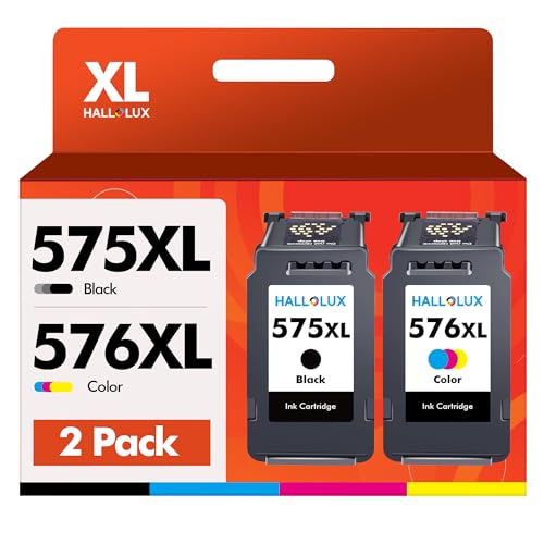 PG-575XL CL-576XL 575 XL 576 XL Multipack Wiederaufbereitet Druckerpatronen Kompatible für Canon 575 576 Patronen für PIXMA TS3550i TS3551i TR4750i TR4751i (575 XL Schwarz, 576 XL Farbe) von HALLOLUX