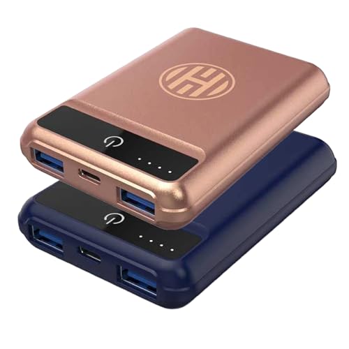 HALO 5k Power Bank - Tragbares Handy-Ladegerät - Power Bank mit bis zu 2 Ladungen - 2er Pack (Marineblau & Roségold) von HALO