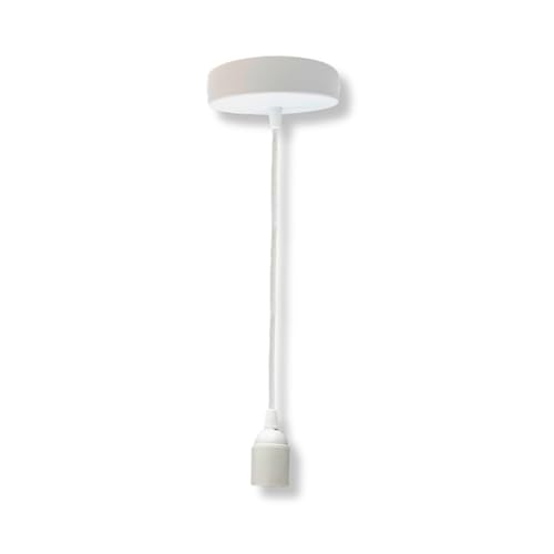 HALOTEC | Pendelleuchte E27 Weiß | Metallrosette | Textilkabel 1m | E27 Lampenfassung für Sichtbare Glühbirne | Hergestellt in Italien HALOTEC | Pendelleuchte E27 Weiß | Metallrosette | Textilkabel 1m | E27 Lampenfassung für Sichtbare Glühbirne | Hergestellt in Italien von HALOTEC