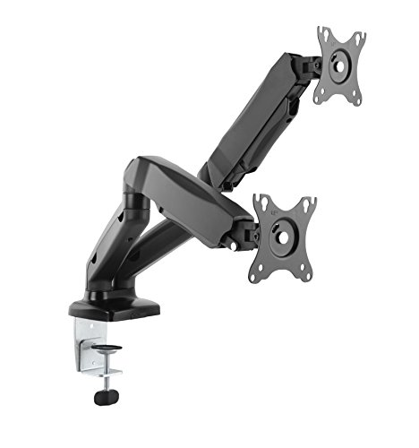 HALTERUNGSPROFI Dual 2 Fach Tischhalterung mit Gasdruckfeder für LED LCD Monitore bis 32 Zoll VESA 75x75 100x100 OFFICE-GS224 (2 Monitore) von HALTERUNGSPROFI