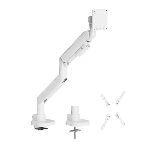 HALTERUNGSPROFI Monitor Halterung Extrastark bis 27kg bis 57 Zoll Tragarm mit Gasdruckfeder LED LCD Monitore VESA 75x75 100x100 200x200 Office-GS812AEXW (Weiss) von HALTERUNGSPROFI
