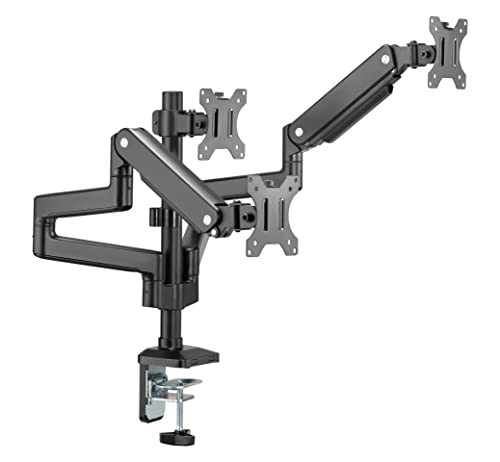 HALTERUNGSPROFI Triple 3 Fach Gasdruck Tischhalterung für LED LCD Monitore bis 27 Zoll VESA 75x75 100x100 OFFICE-GS736A von HALTERUNGSPROFI