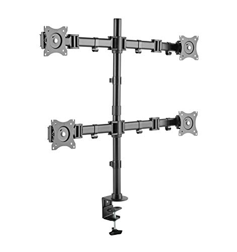 Quad 4 Fach Tischhalterung für LED und LCD Monitore bis 27 Zoll VESA 75x75 100x100 HALTERUNGSPROFI OFFICE-148Q (4 Monitore) von HALTERUNGSPROFI