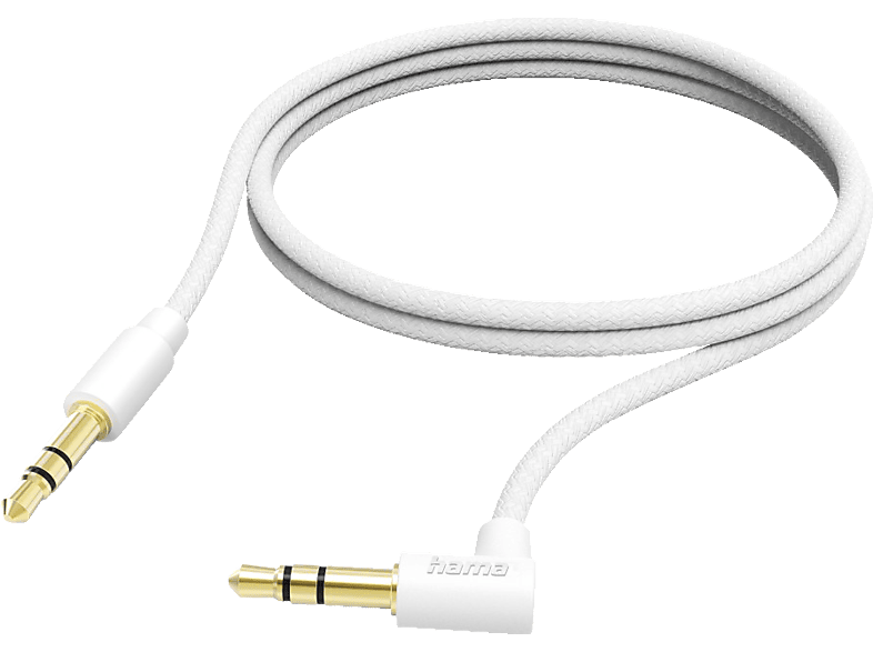 HAMA 1 m 3.5 mm Klinke auf mit 90° Winkelstecker Audiokabel Weiß von HAMA