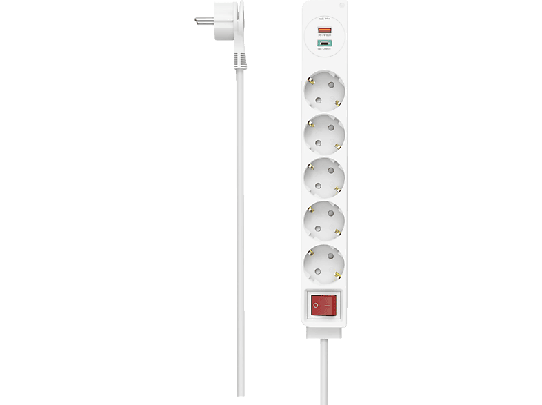 HAMA 1x USB-C, USB-A, 5-Fach Steckdosenleiste mit Schalter, 1,4 m HAMA 1x USB-C, USB-A, 5-Fach Steckdosenleiste mit Schalter, 1,4 m von HAMA