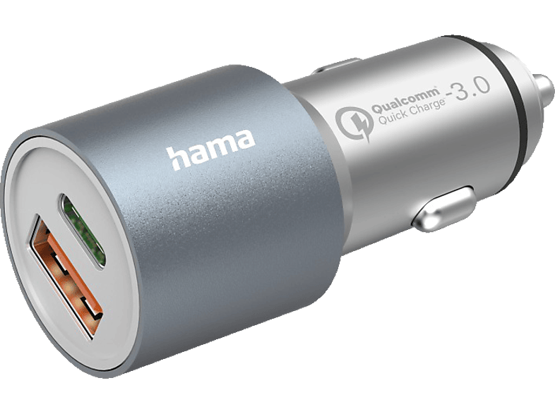 HAMA 1x USB-C, USB-A PD/QC Kfz-Schnellladegerät Silber HAMA 1x USB-C, USB-A PD/QC Kfz-Schnellladegerät Silber von HAMA