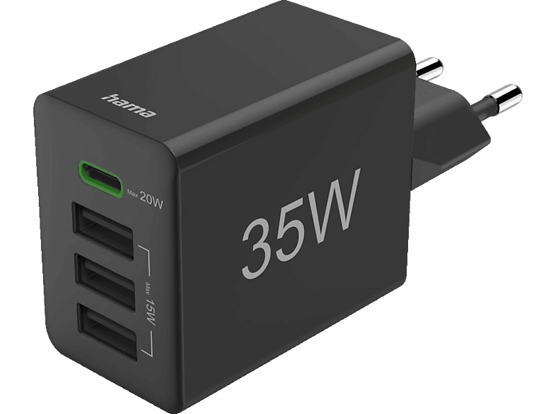HAMA 201990 SCHNELLLADEGERäT, 1XUSB-C,3XA, 35W Schnelladegerät Universal, Schwarz HAMA 201990 SCHNELLLADEGERäT, 1XUSB-C,3XA, 35W Schnelladegerät Universal, Schwarz von HAMA