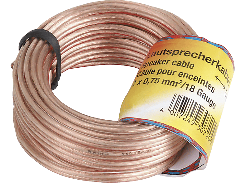 HAMA 2x 0.75 mm² Lautsprecher-Kabel, 10 m von HAMA