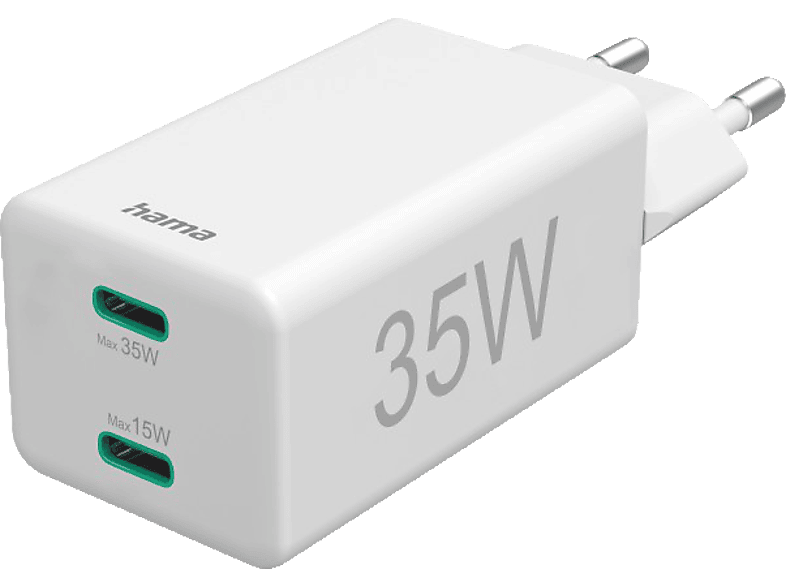 HAMA 2x USB-C, PD / Qualcomm® Schnellladegerät Universal 35 Watt, Weiß von HAMA