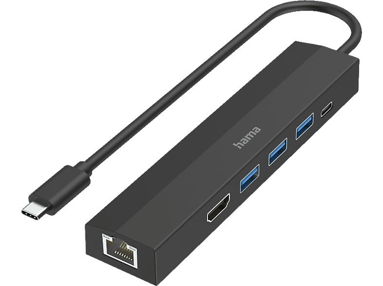 HAMA 6 Ports (3x USB-A, USB-C, HDMI™, LAN) USB-C-Hub, Schwarz von HAMA