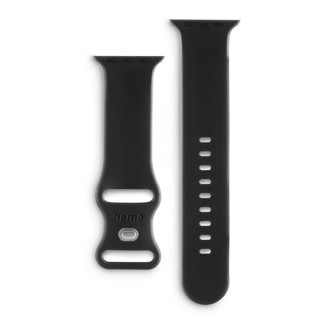 HAMA Armband zum Wechseln "Fantastic Feel" für Apple Watch 38/40/41mm, Schwarz (00215631) von HAMA