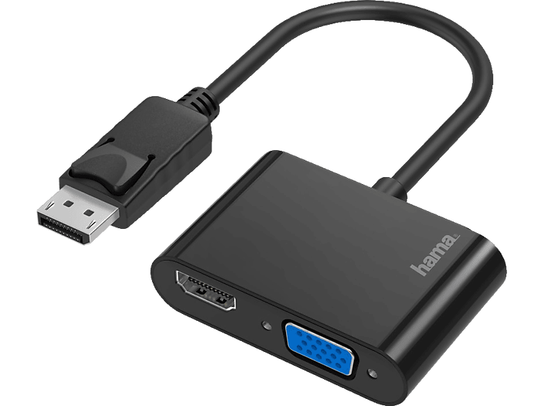 HAMA DisplayPort-Stecker auf VGA & HDMI-Buchse 2in1 Kabeladapter, Schwarz von HAMA