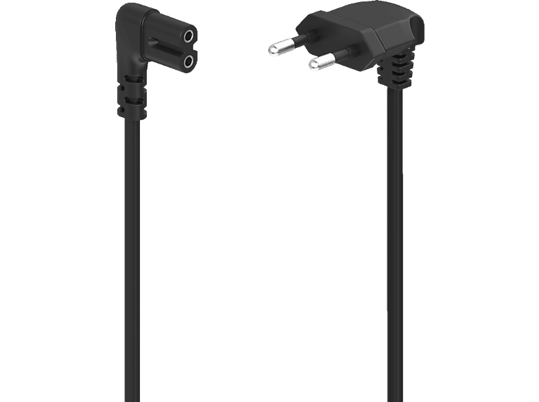 HAMA Euro-Stecker auf Doppelnut / C7, beidseitig gewinkelt, Netzkabel, 5 m von HAMA