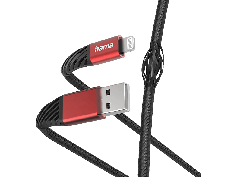 HAMA Extreme, USB-A auf Lightning, Ladekabel, 1,5 m, Schwarz/Rot von HAMA