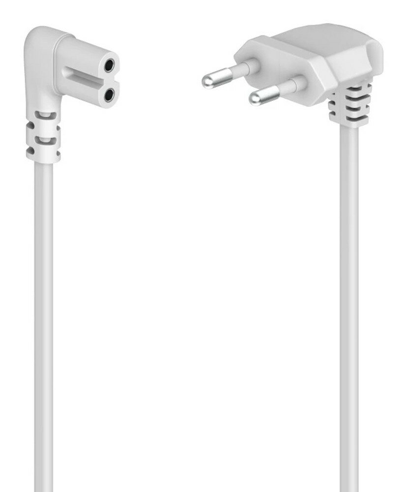 HAMA Netzkabel, beidseitig gewinkelt, Euro-Stecker, Doppelnut/C7, 3 m, Weiß (00221100) von HAMA