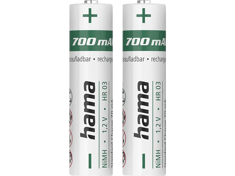 HAMA NiMH 2x AAA Micro Akku, 1.2 Volt, 700 mAh von HAMA