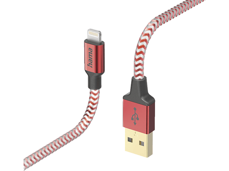HAMA Reflective, USB-A auf Lightning, Ladekabel, 1,5 m, Rot von HAMA