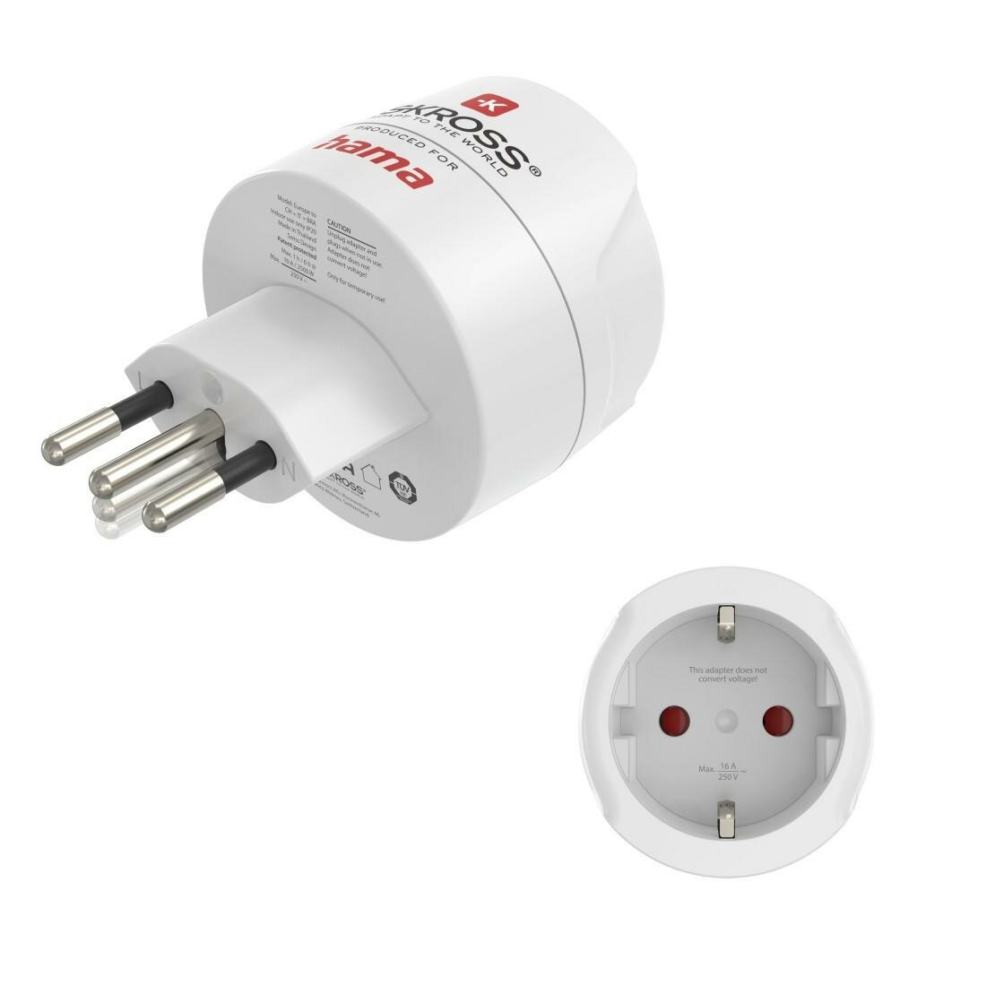 HAMA Reiseadapter Typ J, L, N, 3-polig, für die Schweiz, Italien und Brasilien (00223484) von HAMA