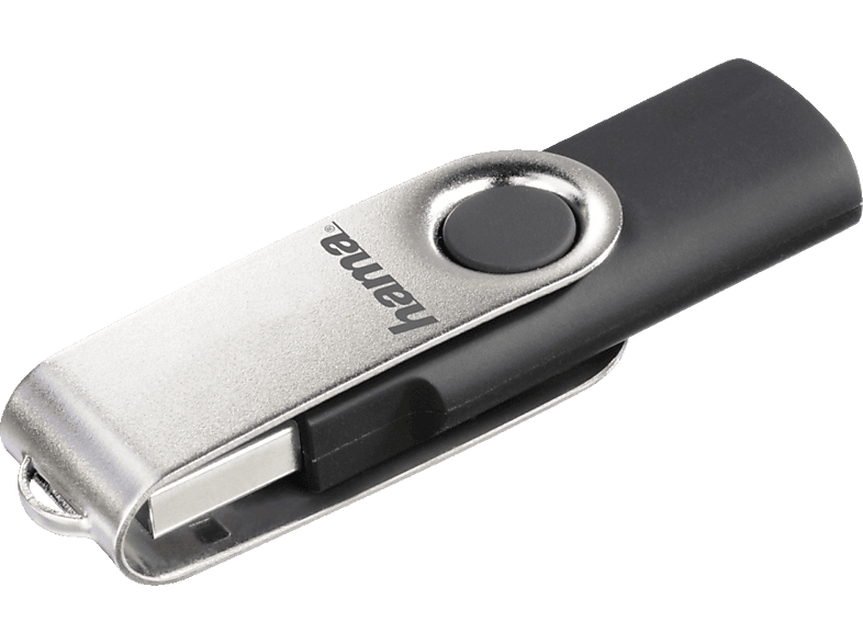 HAMA Rotate USB-Stick, 16 GB, 10 MB/s, Schwarz/Silber von HAMA
