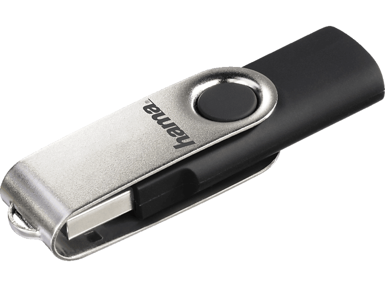 HAMA Rotate USB-Stick, 64 GB, 15 MB/s, Schwarz/Silber von HAMA
