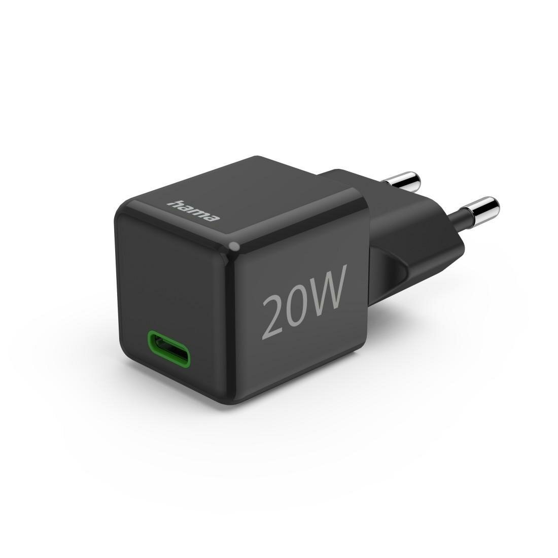 HAMA Schnellladegerät, USB-C, PD/Qualcomm®, Super-Mini-Charger(00201984) (Schwarz, 20W, Schnellladegerät) von HAMA
