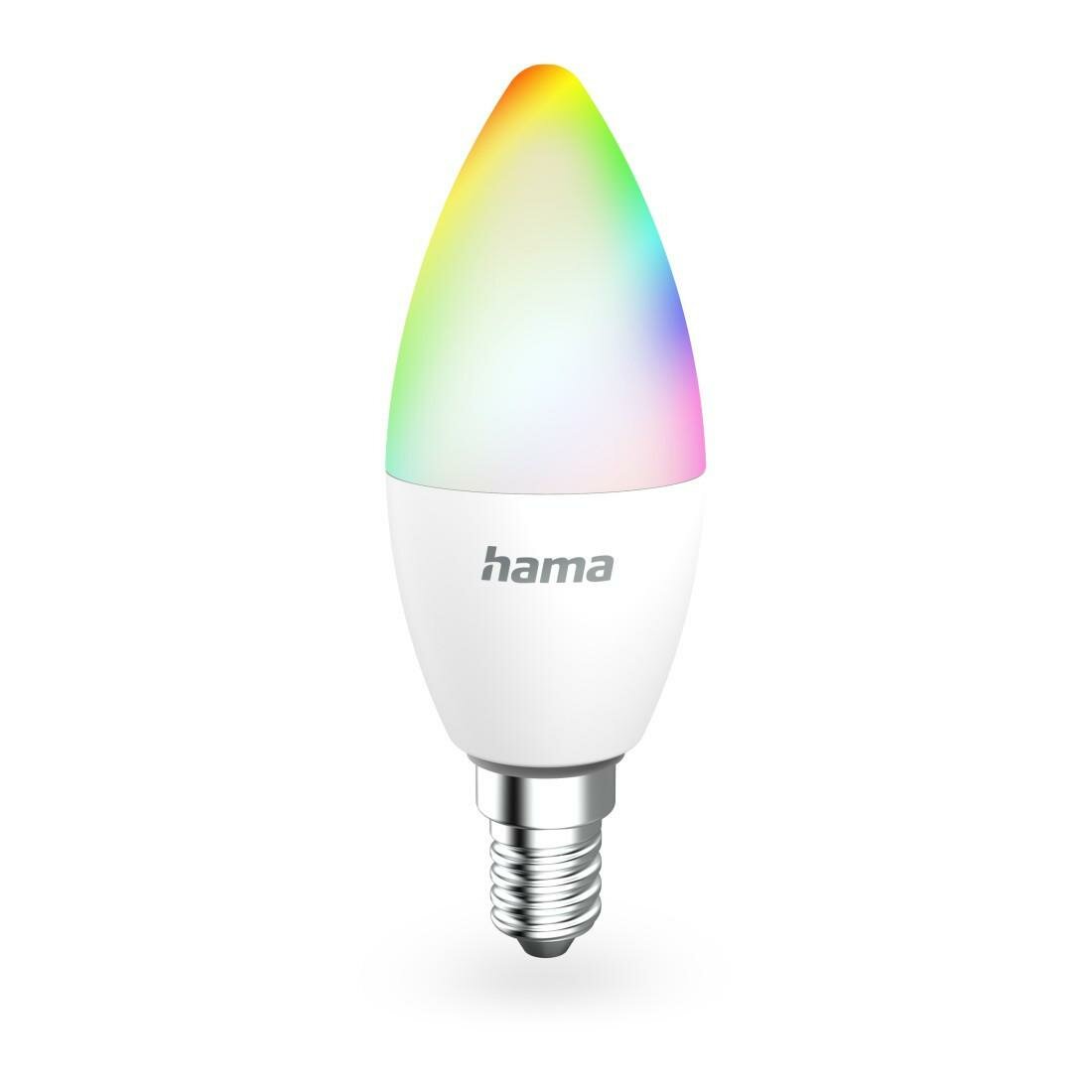 HAMA Smarte WLAN-LED-Lampe, E14, Matter, 4,9W, RGBW, für Sprach-/App-Steuerung (00176641) von HAMA