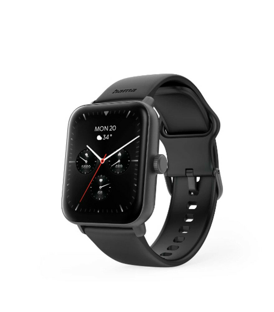 HAMA Smartwatch "6010", GPS, TFT-Display 1,65", Telefonfunktion, wasserdicht, SW (00178619) (Herzfrequenzmessung, Schrittzähler) von HAMA
