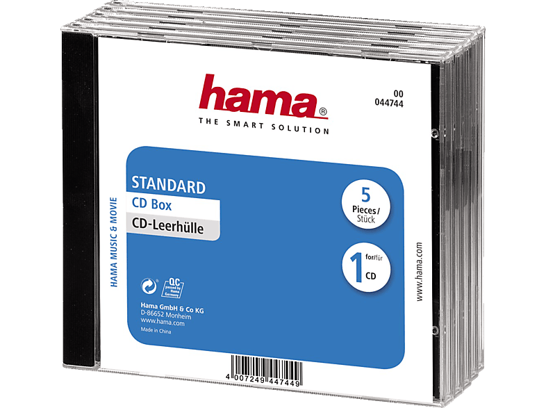 HAMA Standard CD-Leerhülle Schwarz/Transparent von HAMA