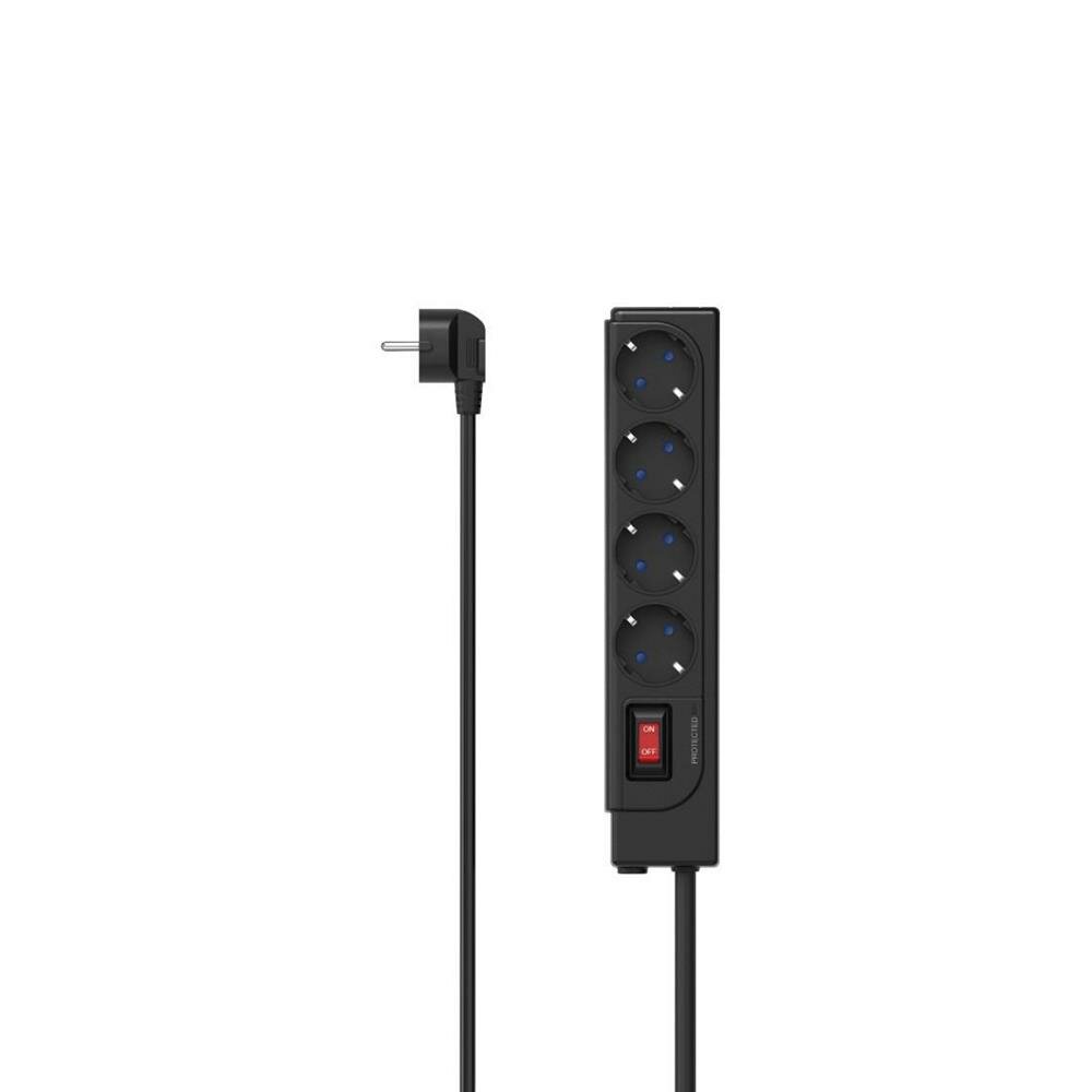 HAMA Steckdosenleiste, 4-fach, Überspannungsschutz, Schalter, Schwarz (00223166) (1,5 m) von HAMA