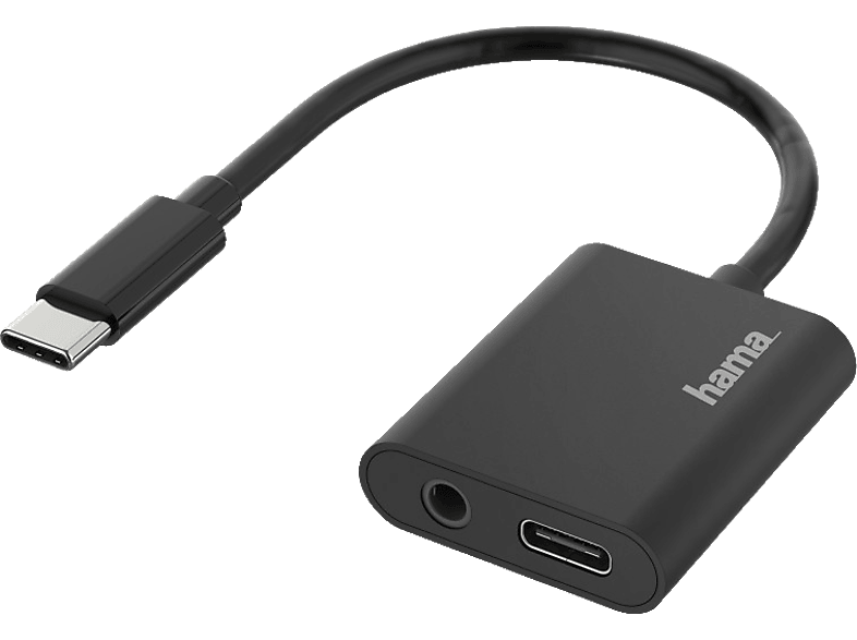 HAMA USB-C-Stecker auf 3.5-mm-Klinke/USB-C-Buchse Adapter, Schwarz von HAMA