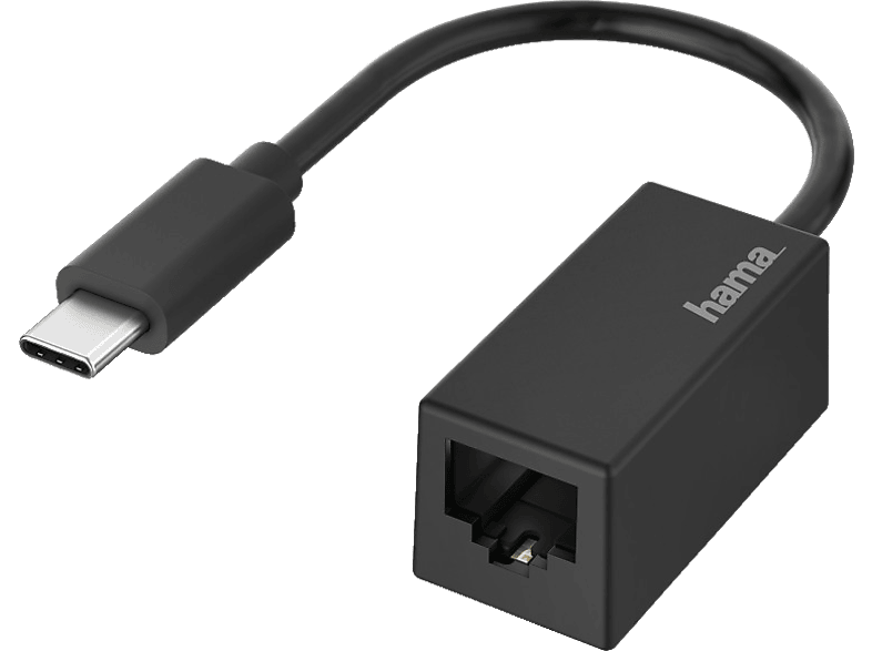 HAMA USB-C-Stecker auf LAN/Ethernet-Buchse Netzwerk Adapter, Schwarz von HAMA