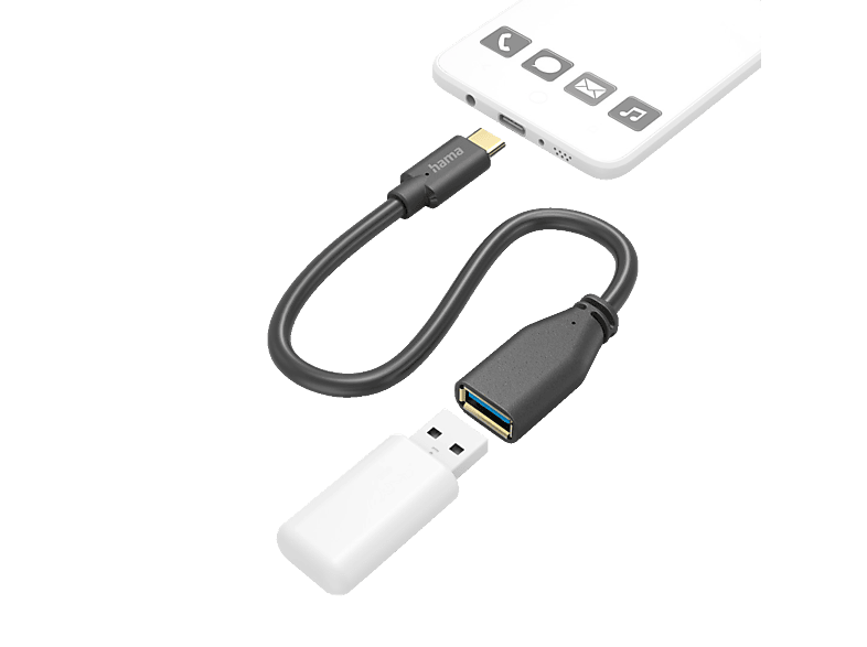 HAMA USB-C-Stecker auf USB-A-Buchse, USB-OTG, Adapterkabel, 0,15 m, Schwarz HAMA USB-C-Stecker auf USB-A-Buchse, USB-OTG, Adapterkabel, 0,15 m, Schwarz von HAMA